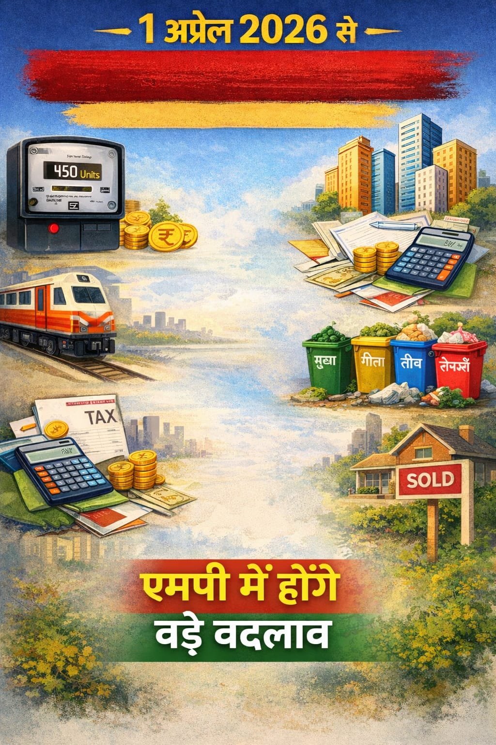 MP News: एमपी में 1 अप्रैल 2026 से आम जनता पर पड़ेगा बड़ा आर्थिक असर, बिजली, प्रॉपर्टी और कचरा प्रबंधन में बड़े बदलाव