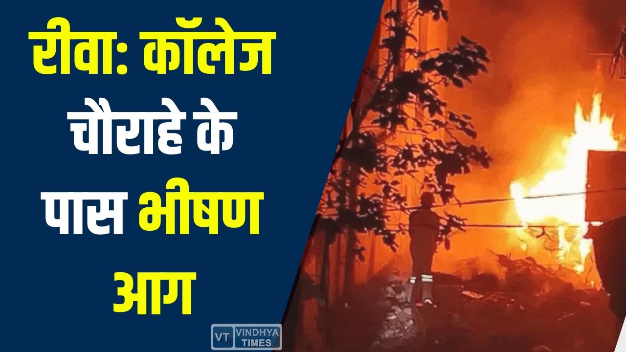 Rewa News: कॉलेज चौराहे के पास भीषण आग, चाय-पान की गुमटियां जलीं, बड़ा हादसा टला