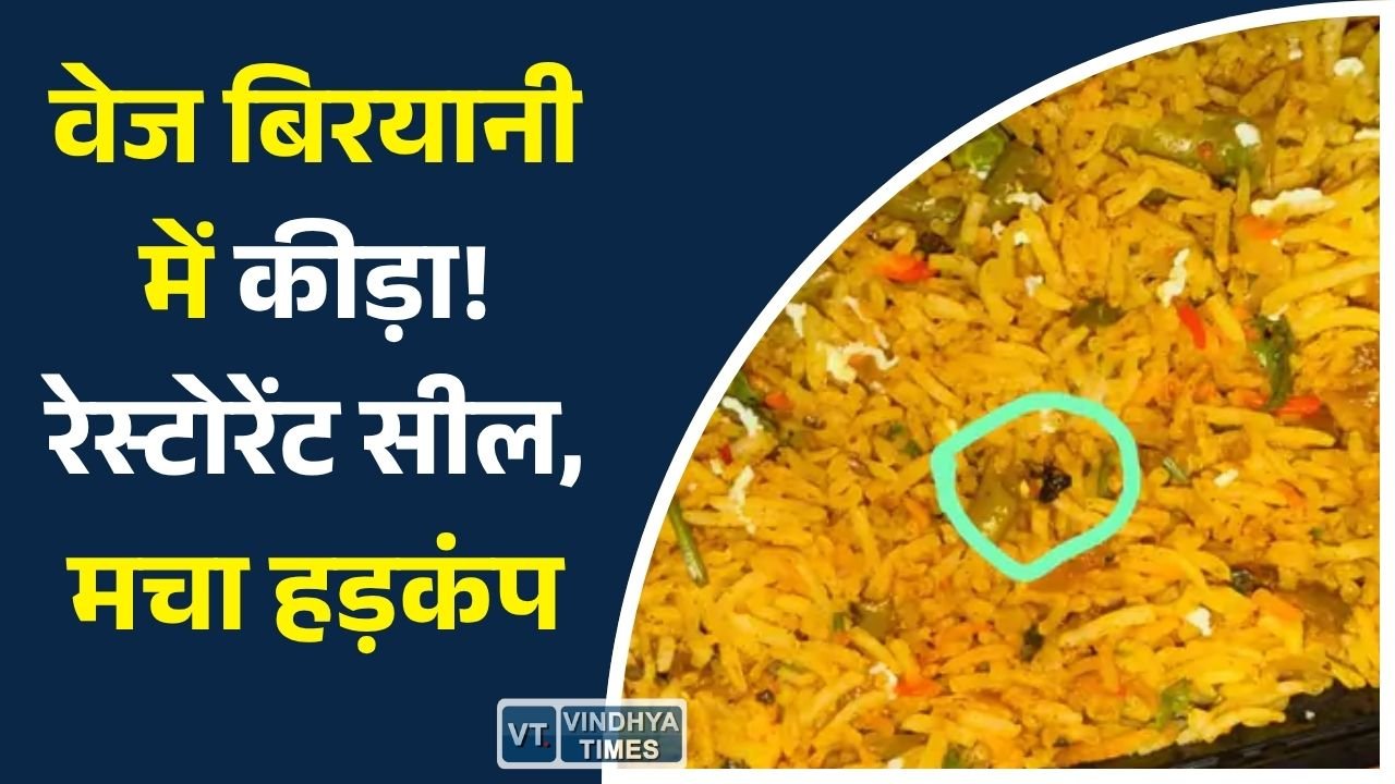 Rewa News: रीवा में फूड स्कैंडल, वेज बिरयानी में कीड़ा मिलने पर रेस्टोरेंट सील, जांच में खुलासा