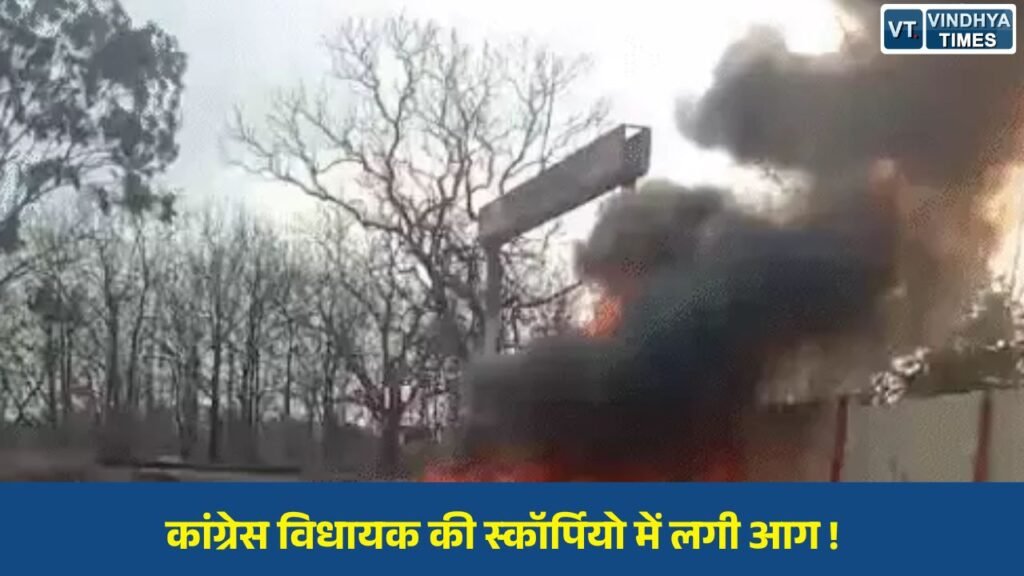 MP News: गाय को बचाने के प्रयास में अनियंत्रित हुई विधायक की स्कॉर्पियो, वाहन में लगी आग