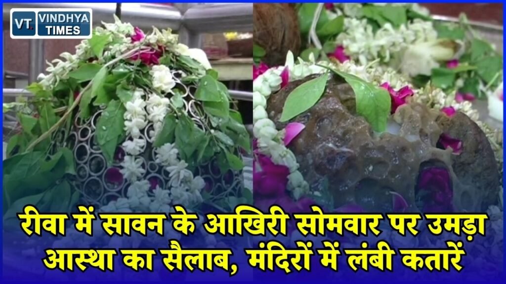 Rewa News: रीवा में सावन के आखिरी सोमवार पर शिवालयों में उमड़ी भीड़, गूंजे बम-बम भोले के जयकारे
