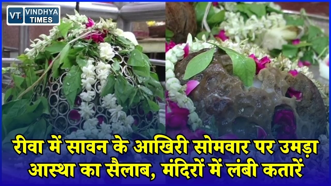 Rewa News: रीवा में सावन के आखिरी सोमवार पर शिवालयों में उमड़ी भीड़, गूंजे बम-बम भोले के जयकारे